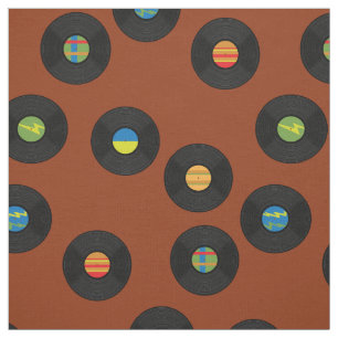 Vintage Vinyl Records Retro Music Rust Orange Fabric