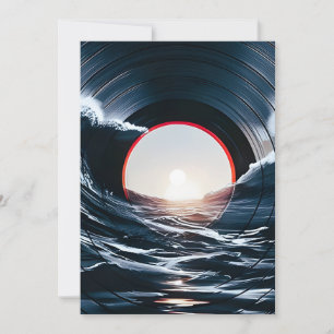 Vintage Vinyl Surf Wave Ocean Retro Music Announcement