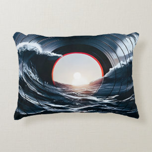 Vintage Vinyl Surf Wave Ocean Retro Music Decorative Cushion