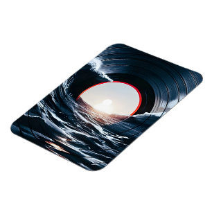 Vintage Vinyl Surf Wave Ocean Retro Music Magnet
