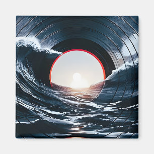 Vintage Vinyl Surf Wave Ocean Retro Music Magnet