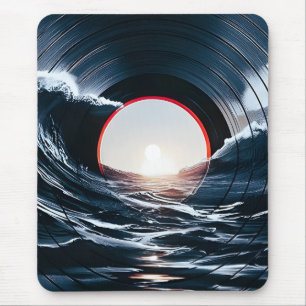 Vintage Vinyl Surf Wave Ocean Retro Music Mouse Mat