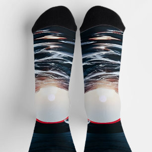 Vintage Vinyl Surf Wave Ocean Retro Music Socks