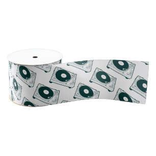 Vintage Vinyl Turntable Record Player Grosgrain Ribbon