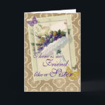 Vintage Violet Bouquet Sister and Friend Birthday Card<br><div class="desc">Pretty vintage bouquet of purple violets,  a white rose and butterflies. Verse: "There is no friend like a sister. . . you are a special sister and a true friend. Happy Birthday. Enjoy.</div>