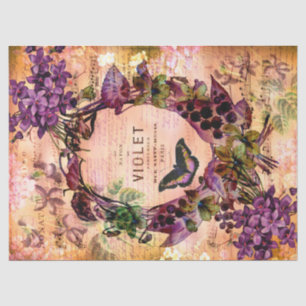 Vintage Violet Butterfly Ephemera Decoupage Tissue Paper