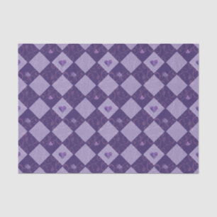 Vintage Violet Chequerboard & Playing Card Suits Tissue Paper