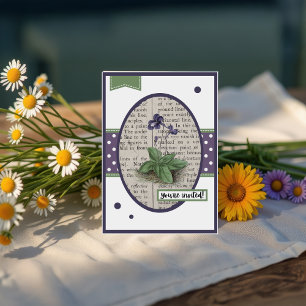 Vintage Violet Details on the back Birthday Invitation