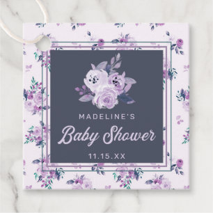 Vintage Violet Purple Floral Baby Shower Thank You Favour Tags