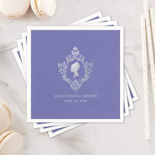 Vintage Violet Regency Lady in Crest Bridal Shower Napkin