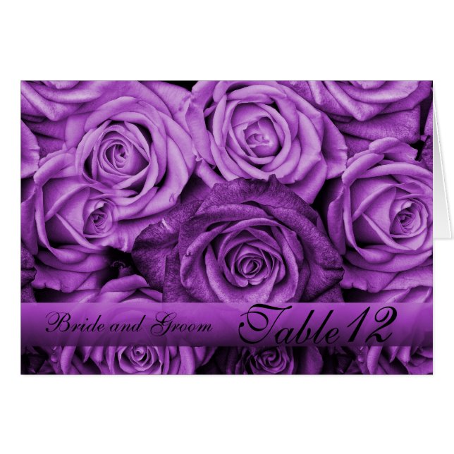 Vintage Violet Roses Table number card (Front Horizontal)