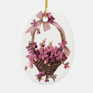 Vintage Violets and Bow Ornament