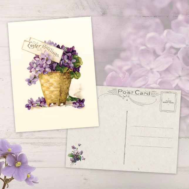 Vintage Violets and Easter Greetings Postcard (Creator Uploaded)