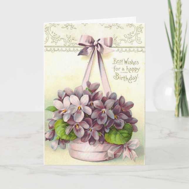 Vintage Violets for a Birthday, Card (Front)