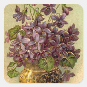 Vintage Violets in a Gold Vase Sticker