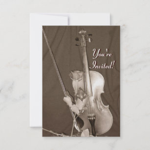 Vintage Violin and Roses Invitation