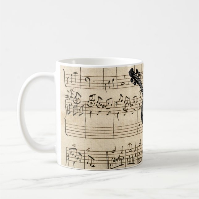 Vintage Violin and Sheet Music Mug (Left)