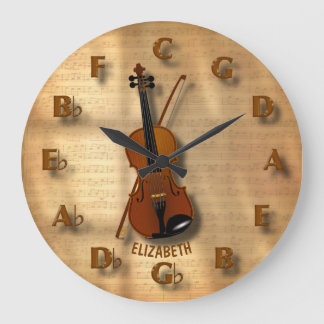Vintage Violin Clock With Circle Of Fifths Music