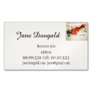 Vintage Violin Fiddle Musician Music  Magnetic Business Card