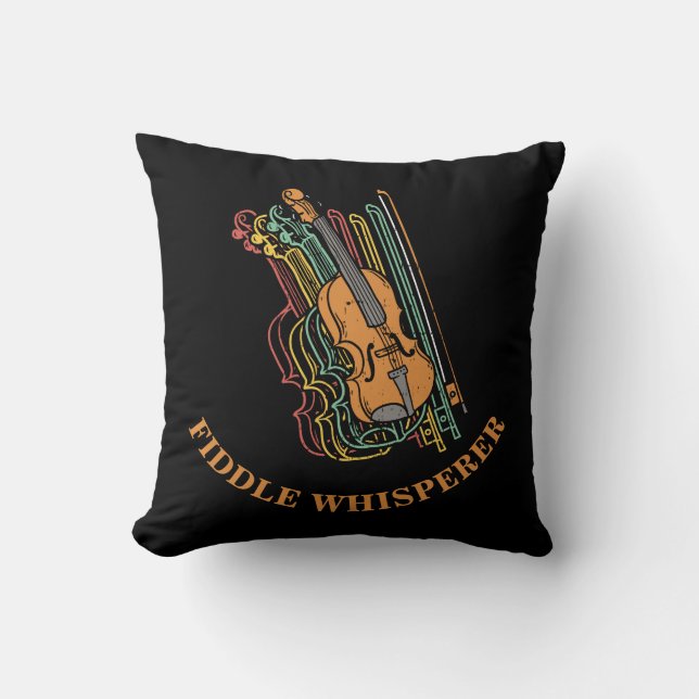 Vintage Violin Fiddle Whisperer Pun Ceramic Cushion (Front)