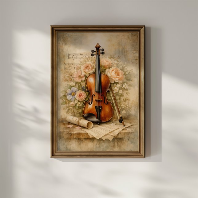 Vintage Violin Floral Composition Poster (Creator Uploaded)
