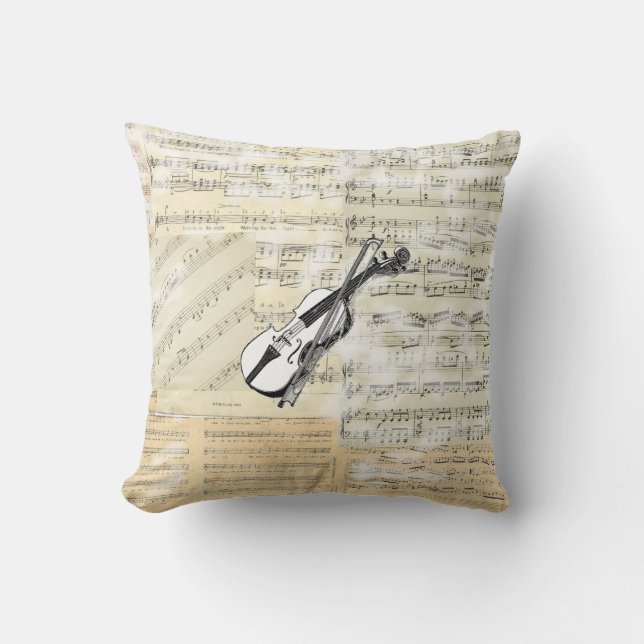 Vintage Violin Music Pillow (Front)