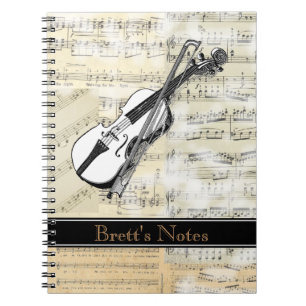 Vintage Violin Music Spiral Notebook