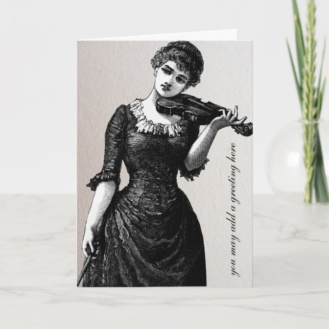 Vintage Violinist Greeting Card (Front)
