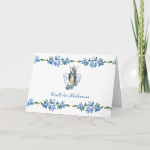 Vintage Virgin Mary Catholic Floral Religious Card