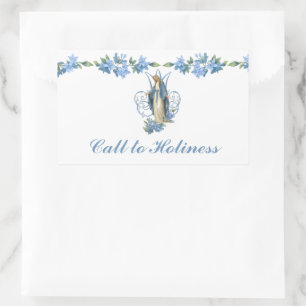 Vintage Virgin Mary Catholic Floral Religious Rectangular Sticker