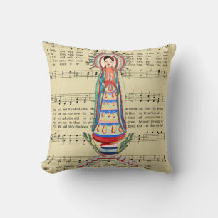 Vintage Virgin Mary Our Lady of Light folk art Cushion