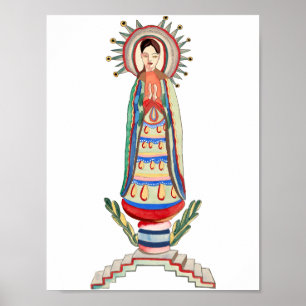 Vintage Virgin Mary Our Lady of Light folk art  Poster