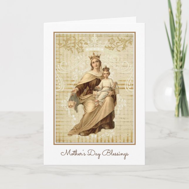 Vintage Virgin Mother  Mary Mount Carmel Card (Front)