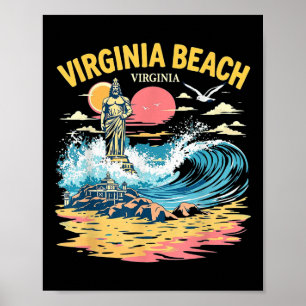 Vintage Virginia Beach Virginia Sunset Beach Citys Poster