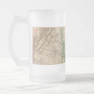 Vintage Virginia Civil War Battlefields Map, 1895 Frosted Glass Beer Mug