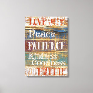 Vintage Virtues Inspirational Rustic Typography Canvas Print