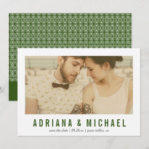 Vintage Vision Modern Pattern Photo   Green Save The Date