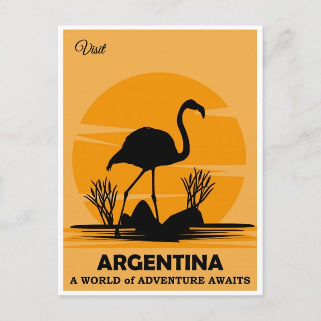 Vintage Visit Argentina Flamingo Travel  Postcard (Front)