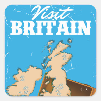Vintage Visit Britain  Travel Poster Square Sticker