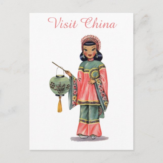 Vintage Visit China Chinese Travel Postcard (Front)