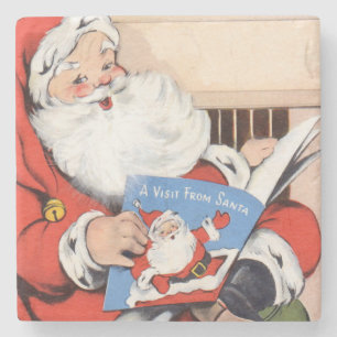 Vintage Visit From Santa Claus Stone Coaster