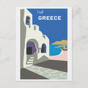 Vintage Visit Greece Tourism Travel Postcard