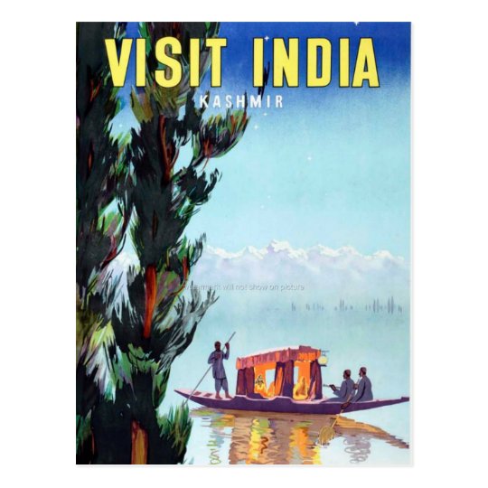 Vintage Visit India Kashmir Travel Postcard