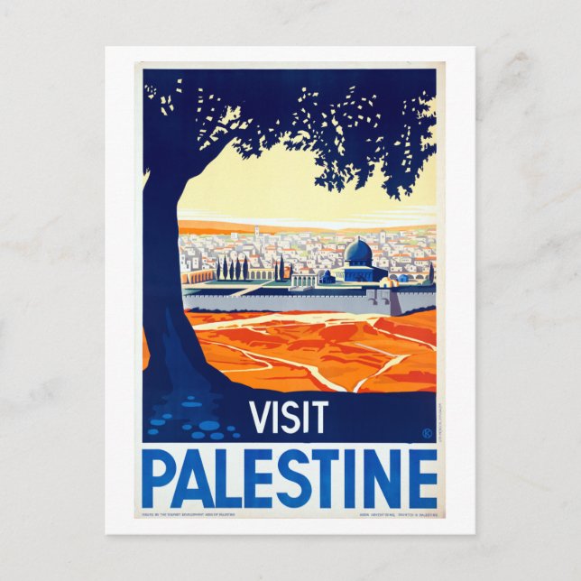 Vintage Visit Palestine Travel Poster Postcard (Front)