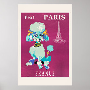 Vintage Visit Paris (French Poodle) Poster