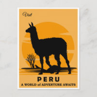 Vintage Visit Peru Llama Travel
