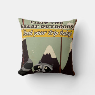 Vintage Visit the Great outdoors vacation poster Cushion