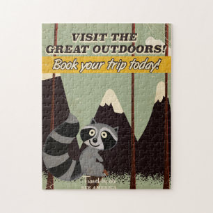 Vintage Visit the Great outdoors vacation poster Jigsaw Puzzle