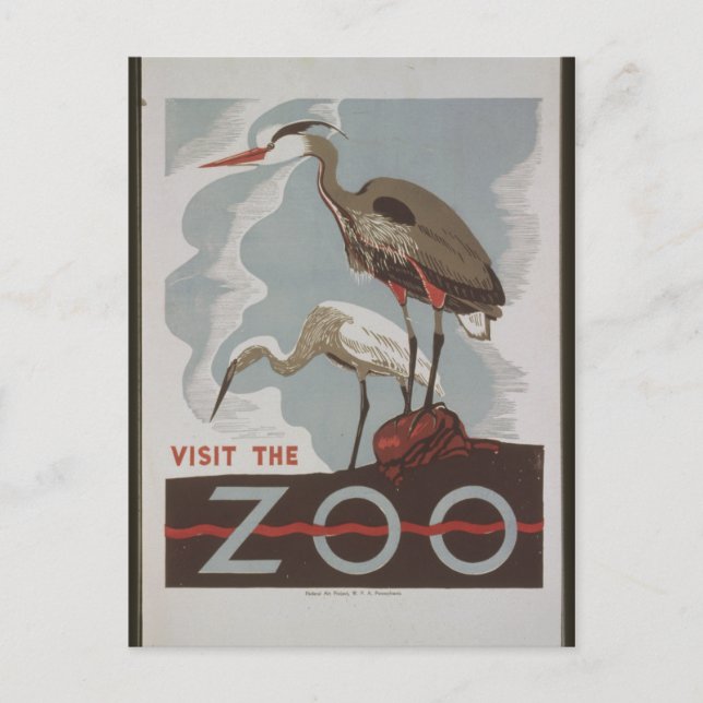 Vintage Visit the Zoo Postcard (Front)