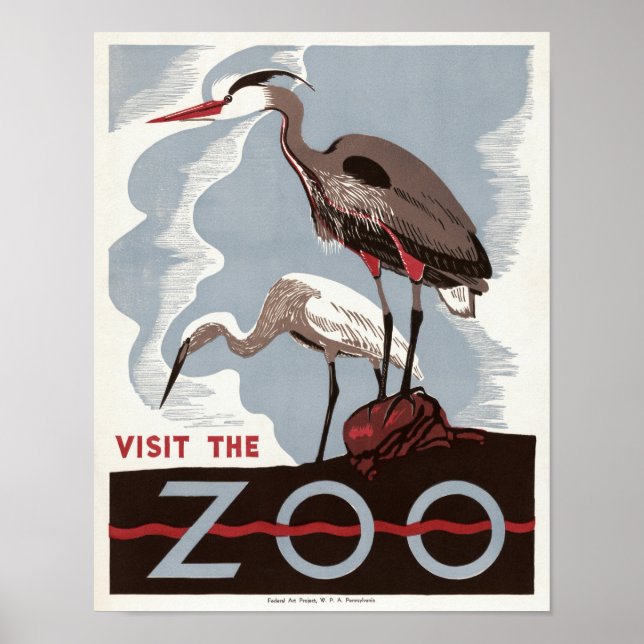 Vintage Visit the Zoo Poster (Front)